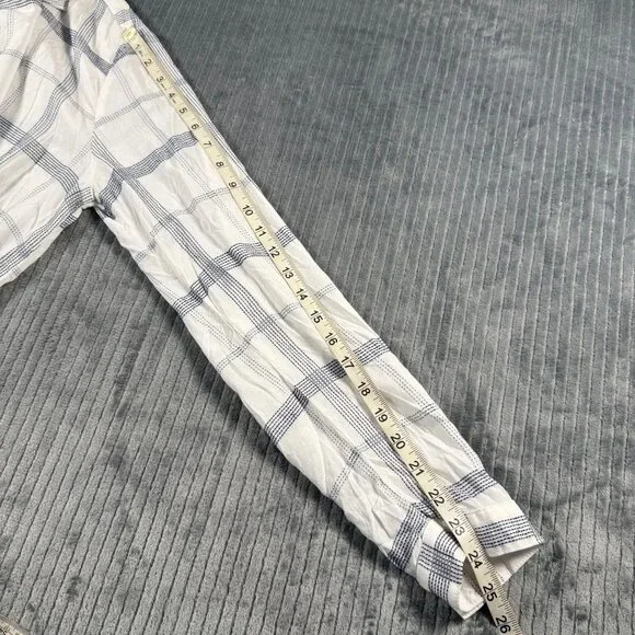Bella Dahl High Low Button Down Blouse Top White Blue Plaid Womens M - Picture 7 of 10